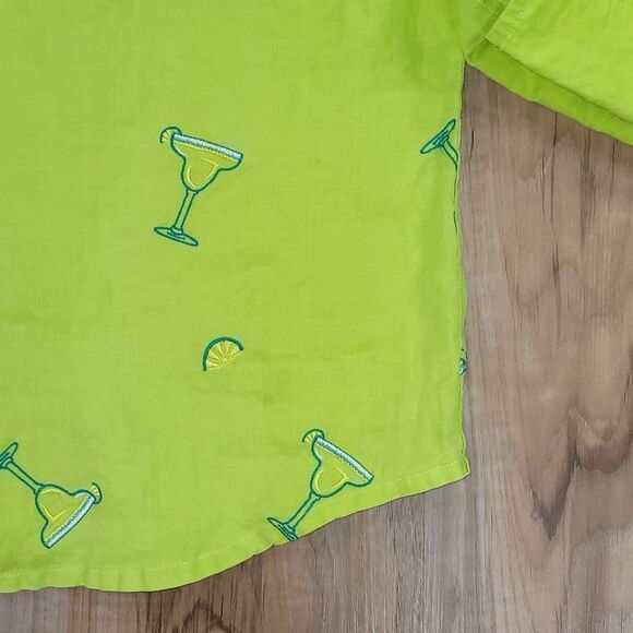 🔹️Casey Coleman Lime Embroider Margaritas Button Linen Top Medium - Picture 7 of 11